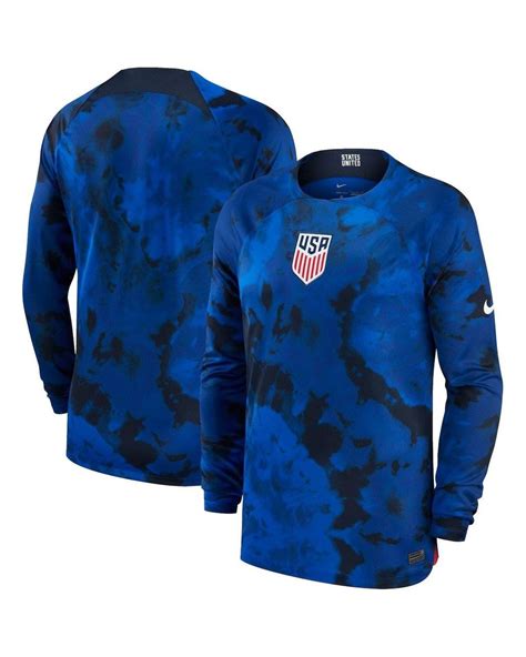 nike usmnt '22 away replica long sleeve jersey|Men's Nike Blue USMNT 2022/23 Away Breathe Stadium Replica Blank Long .